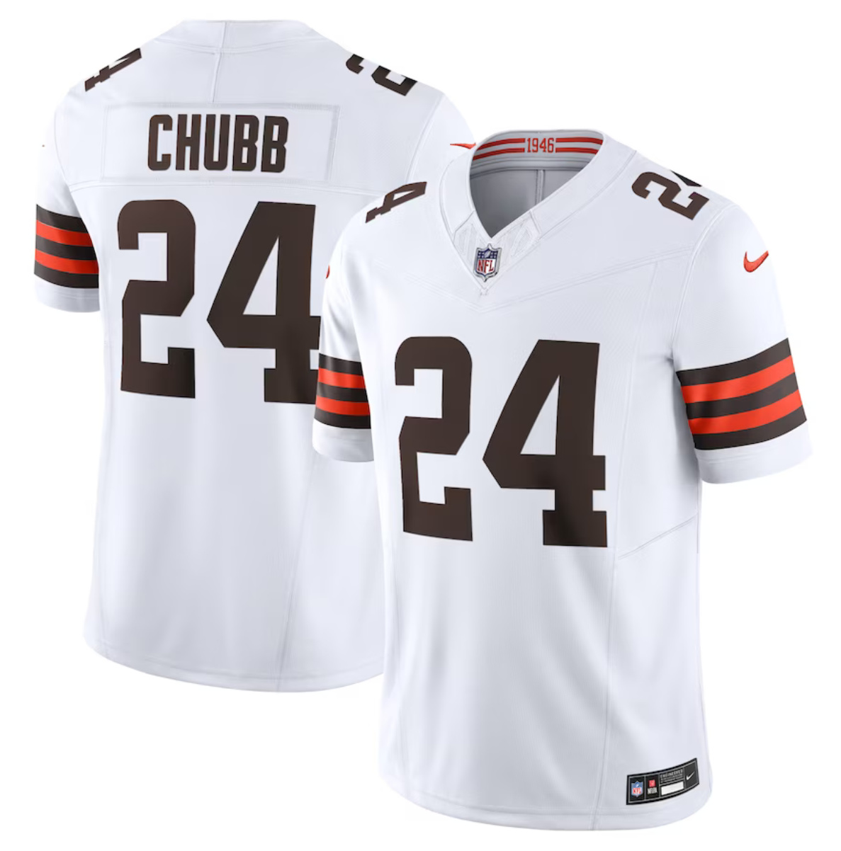 Men's Cleveland Browns #24 Nick Chubb White 2023 F.U.S.E. Vapor Untouchable Limited Stitched Jersey